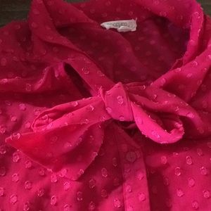 Forever 21 Essentials Sheer Polka Dot Bow Blouse